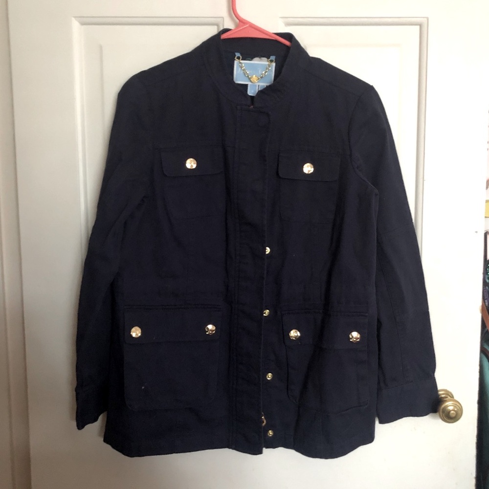 Draper James Navy Solid Pocket Utility Jacket Siz… - image 1